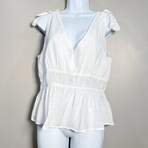 NEW!! J.CREW Women's White V-neck cotton voile top Medium